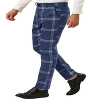 Уникатни поволни цени за машка карирана панталони обични тенок фит рамен преден преден панталони