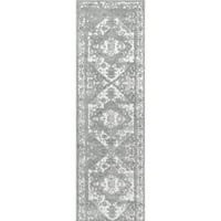 Нулум Емберли текстуриран медалјон во затворен килим на отворено, 2 '6 12', сива