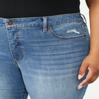 Фармерки со Софија, женски плус големина, со висок пораст на слабиот удар, фармерки