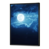 DesignArt 'Целосна месечина ноќ во облачно небо III' Наутички и крајбрежен врамен платно wallидна уметност