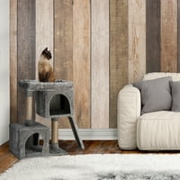Американски уметнички декор 3-нивоа Активност на мачки Дрво Кондо кула-сива