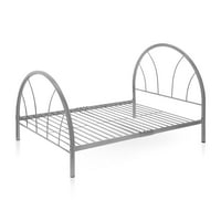 Мебел на Америка Мико современа метална платформа кревет, близнак, сребро